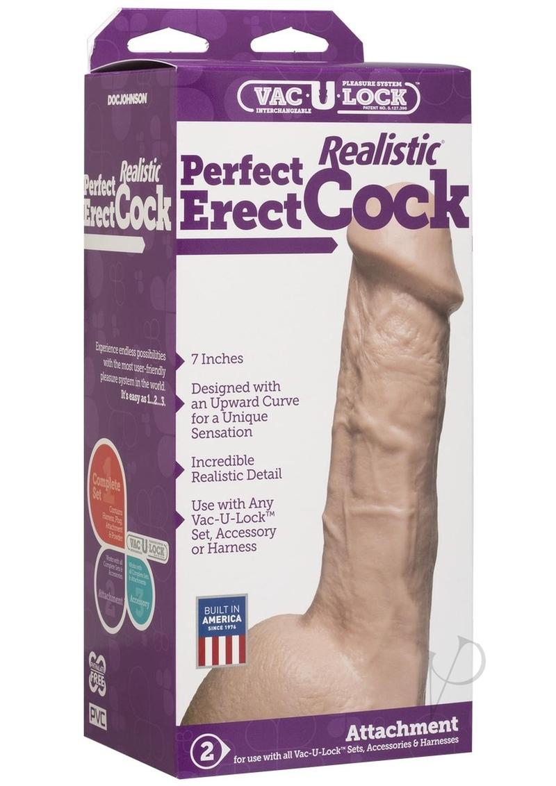 Vac-U-Lock Realistic Perfect Erect Cock Dildo 7in - Vanilla