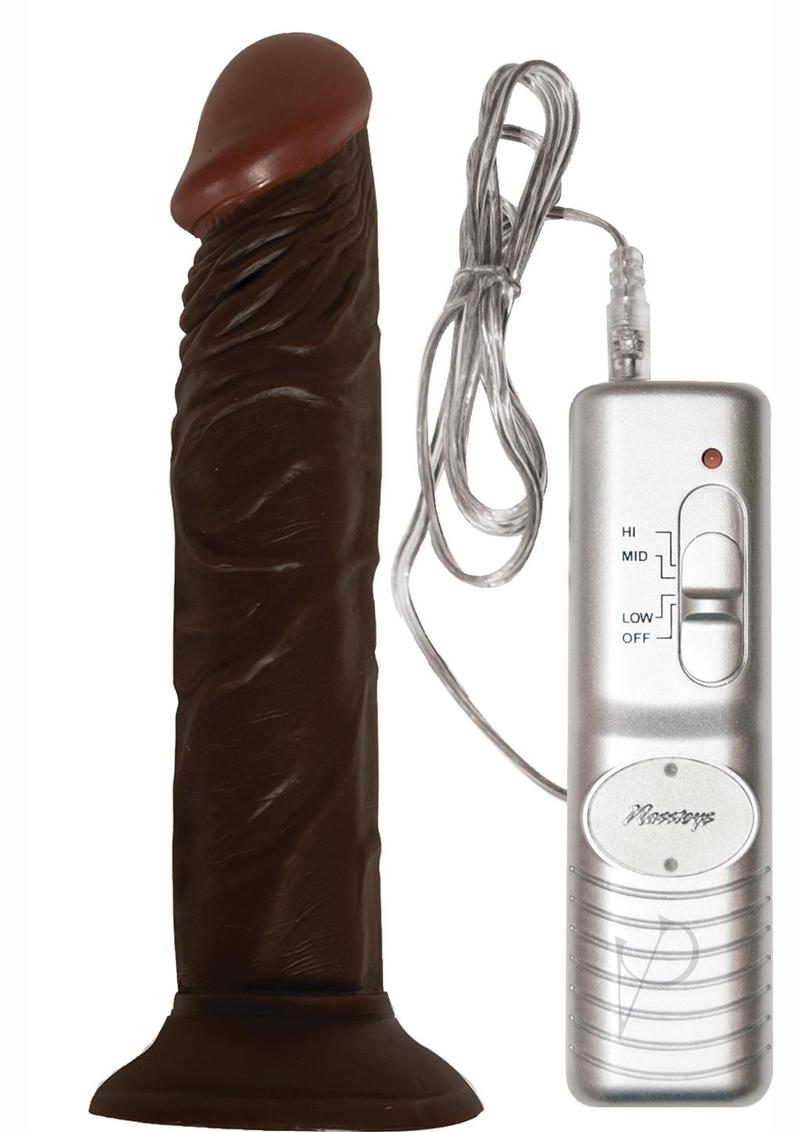 Real Skin All American Whoppers Vibrating Dildo with Wired Remote Control 7in - Chocolate