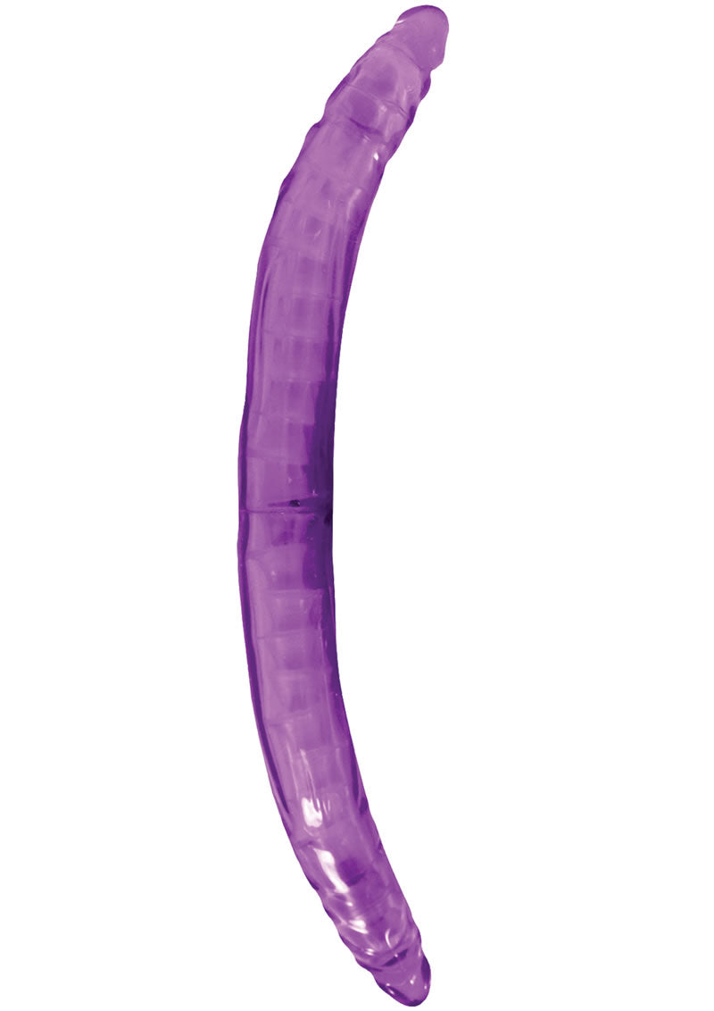 Bendable Double Dildo Vibrating Dildo with Wired Remote Control - Lavender