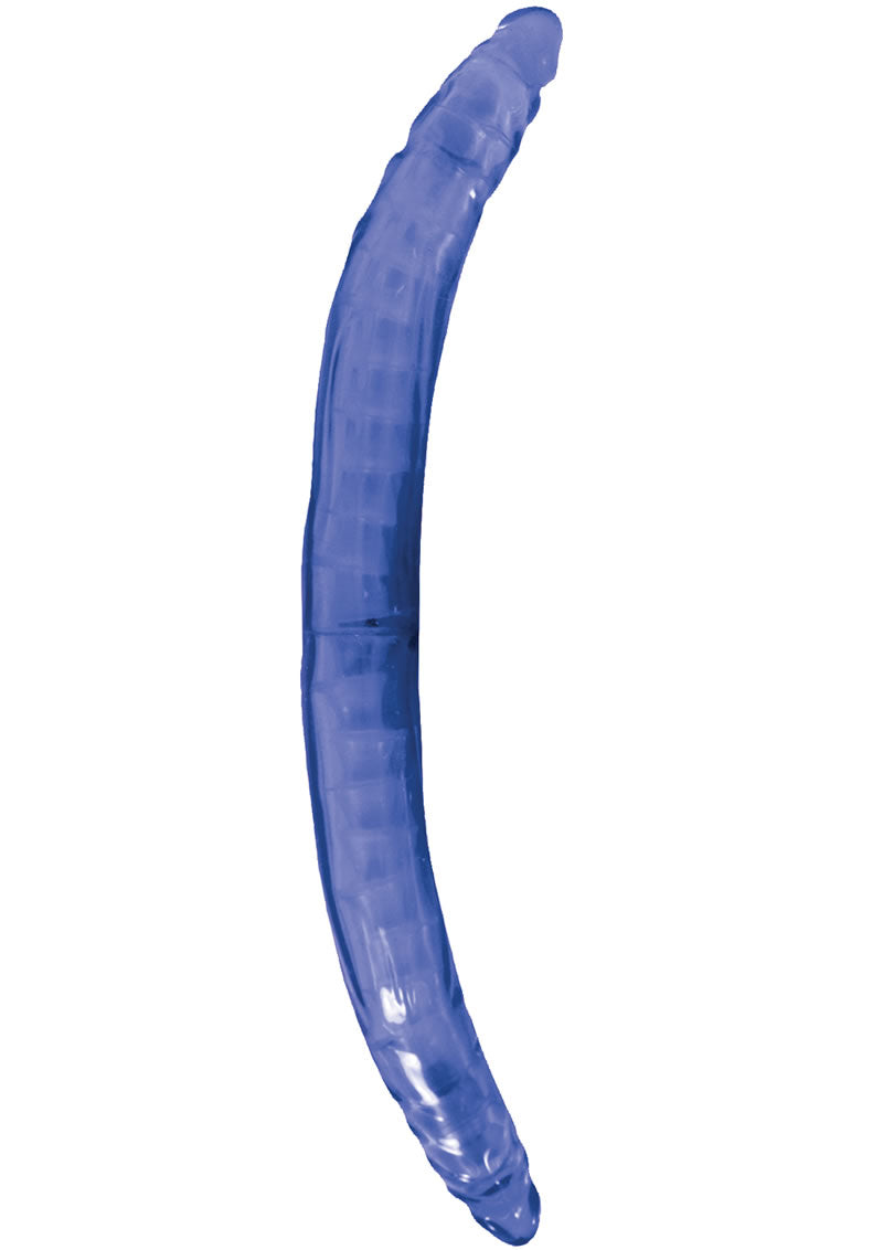 Bendable Double Dildo Vibrating Dildo with Wired Remote Control - Blue