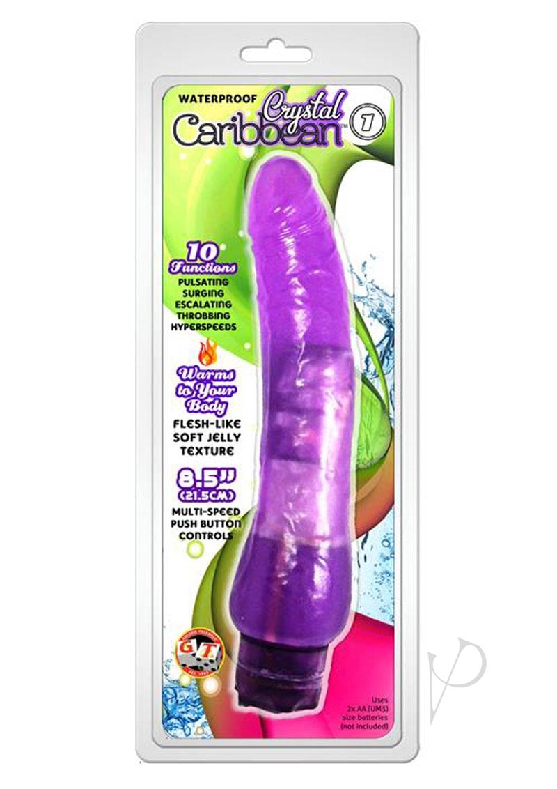 Crystal Caribbean Number 1 Jelly Vibrator 8.5in - Purple