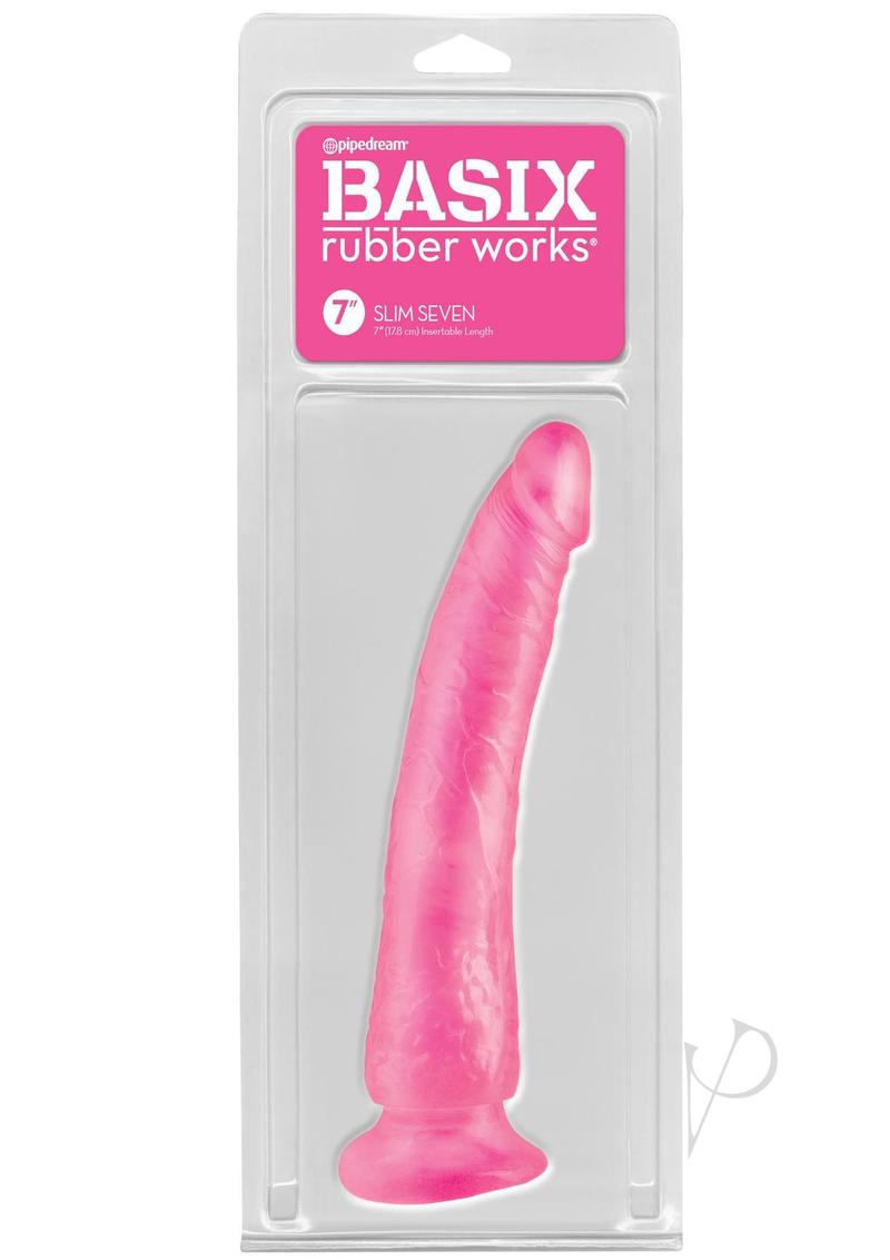 Basix Dong Slim 7 with Suction Cup 7in - Pink