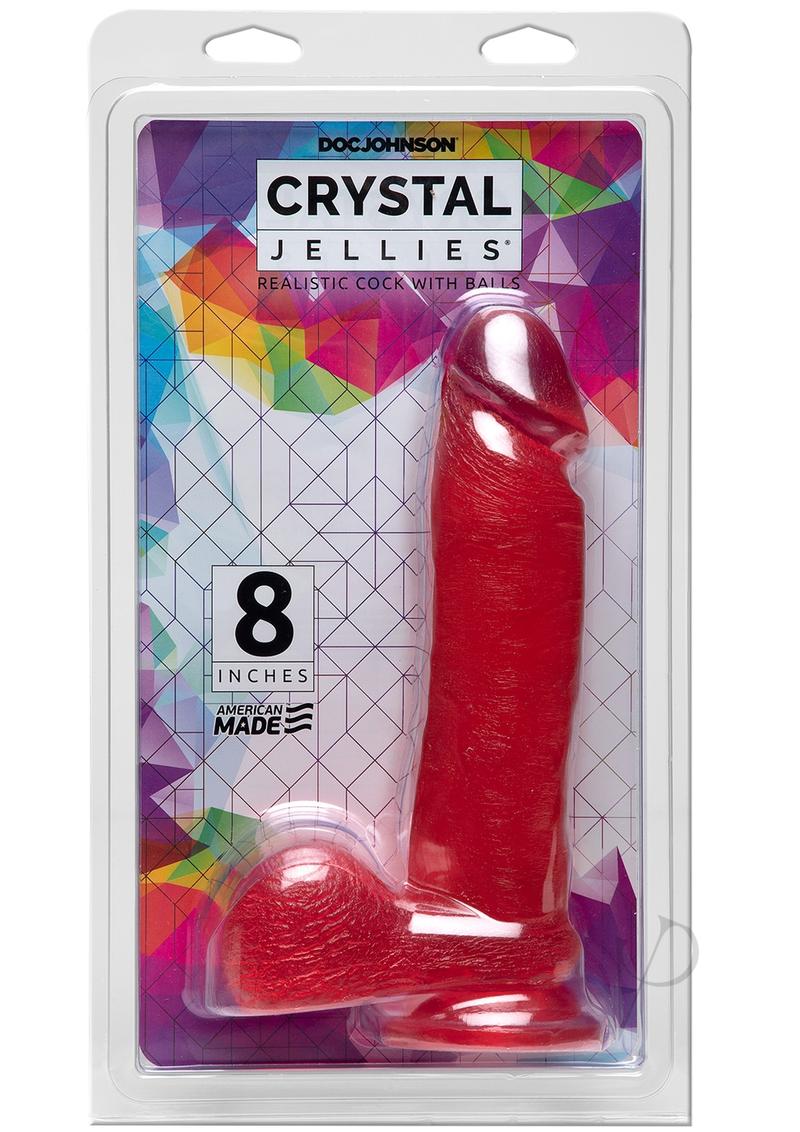 Crystal Jellies Dildo with Balls 8in - Pink