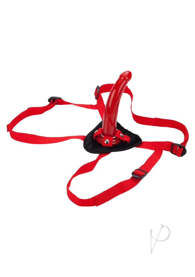 Red Rider Adjustable Strap-On with Dildo 7in - Red