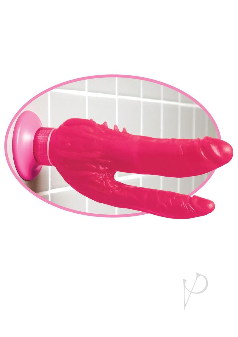 Wall Bangers Double Penetrator Vibrating Dildo 9in - Pink