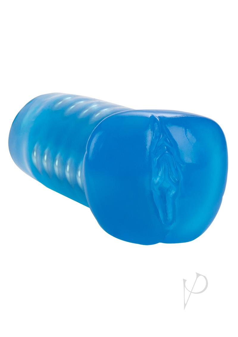 Basic Essentials Beaded Masturbator 5in - Pussy - Blue