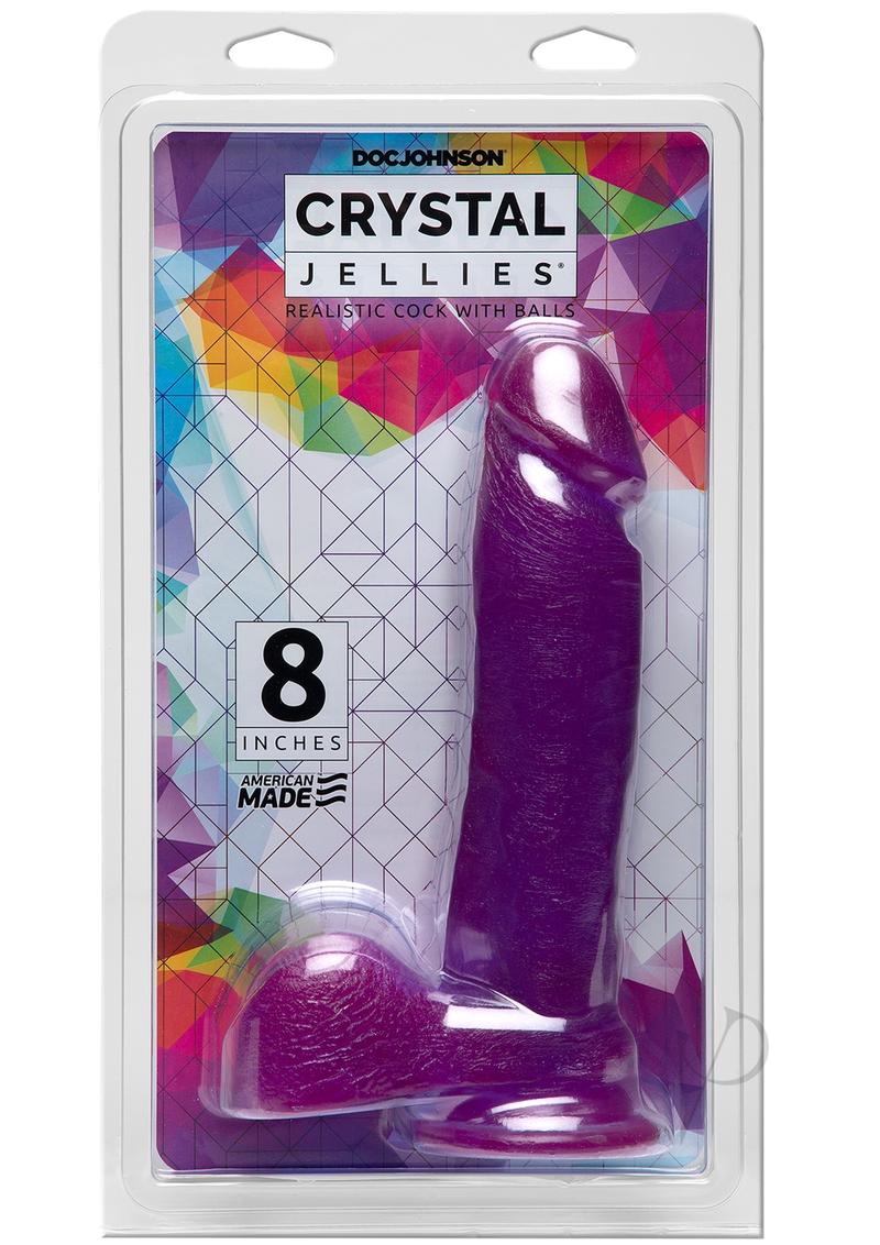 Crystal Jellies Dildo with Balls 8in - Purple