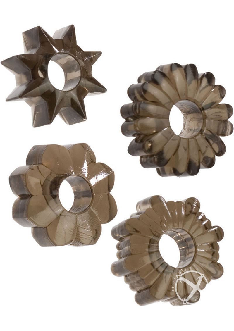 Basic Essentials Super Stretchy Enhancer Cock Rings - Smoke