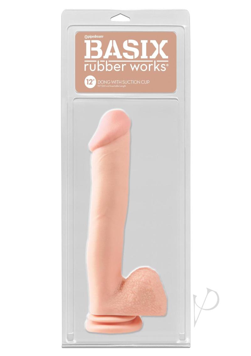 Basix Rubber Works Dong with Suction Cup 12in - Vanilla