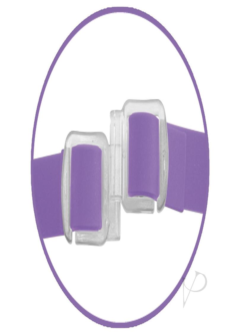 Fetish Fantasy Elite Vibrating Double Delight Strap On Silicone with Wired Remote Control 10in - Purple