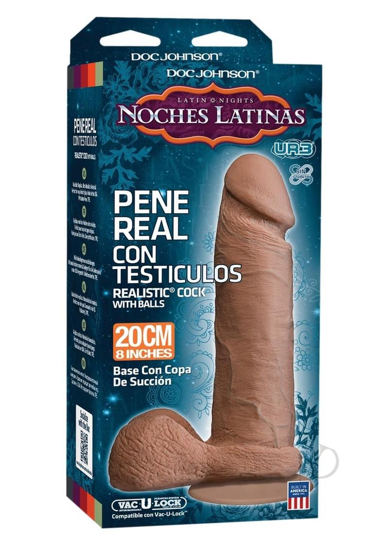 Noches Latina Pene Real Con Testiculos Dildo 8in - Caramel