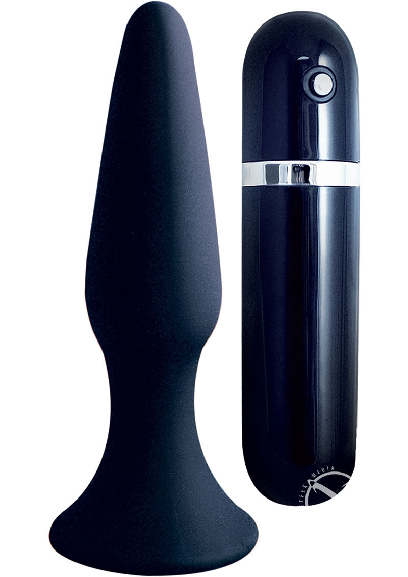 My First Silicone Surge Vibrating Butt Plug with Remote Control - Black