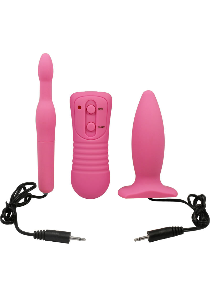 My 1st Anal Explorer Kit Vibrating Butt Plug and Explorer with Wired Remote Control - Pink