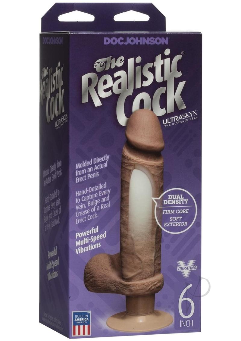 The Realistic Cock Ultraskyn Vibrating Dildo 6in - Caramel