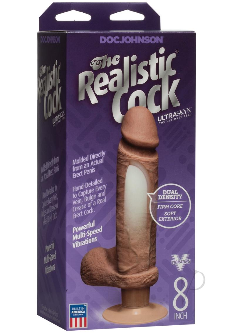 The Realsitic Cock Ultraskyn Vibrating Dildo 8in - Chocolate