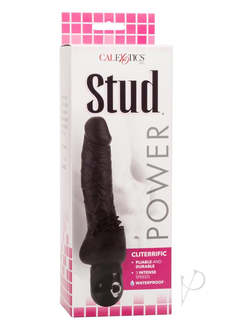 Power Stud Cliterrific Vibrator Waterproof 6.75in - Black
