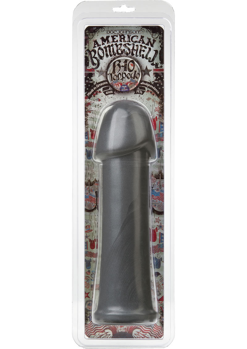 American Bombshell B-10 Torpedo Dildo 9.9in - Gun Metal