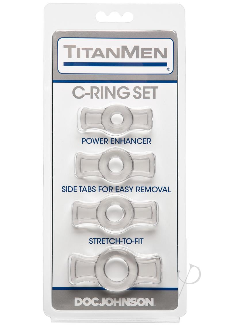 TitanMen Stretch-To-Fit Cock Rings (4 Piece Kit) - Clear