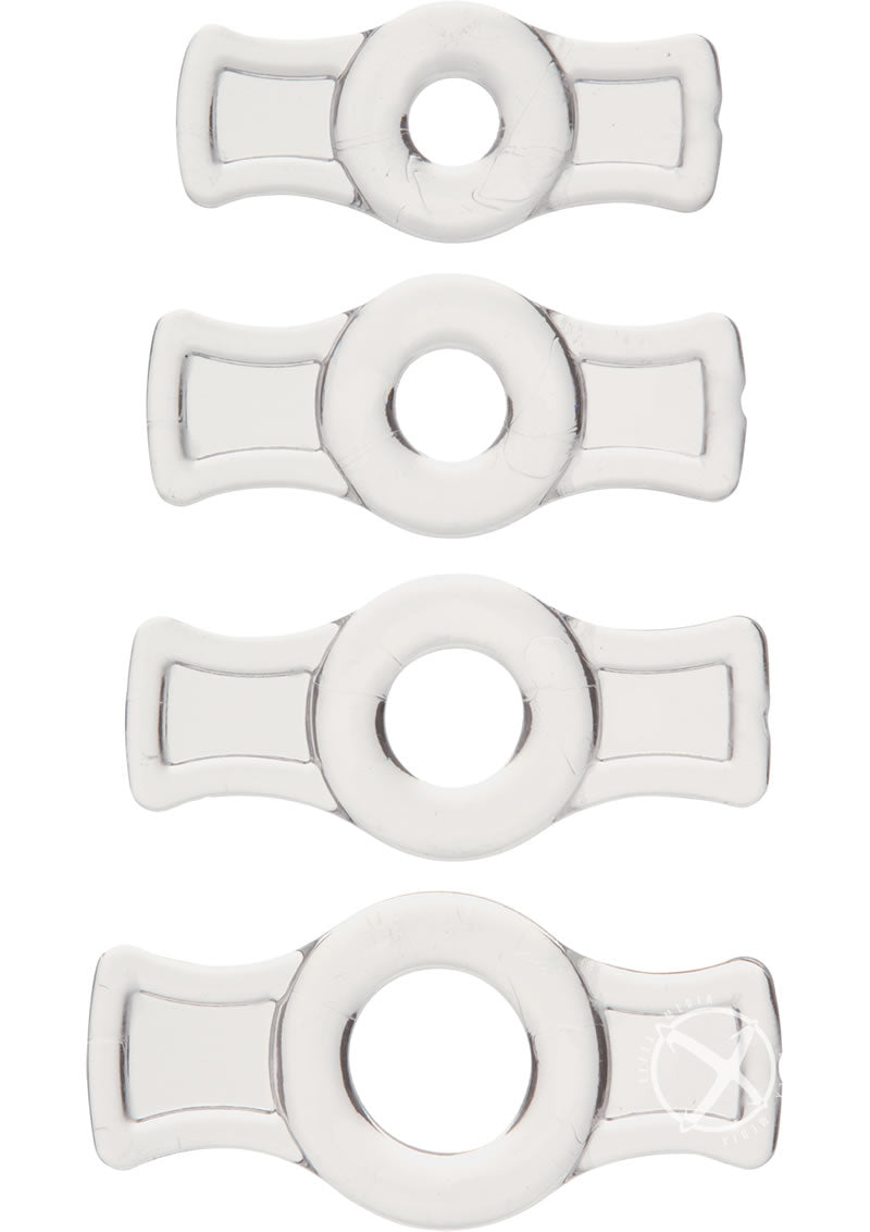 TitanMen Stretch-To-Fit Cock Rings (4 Piece Kit) - Clear