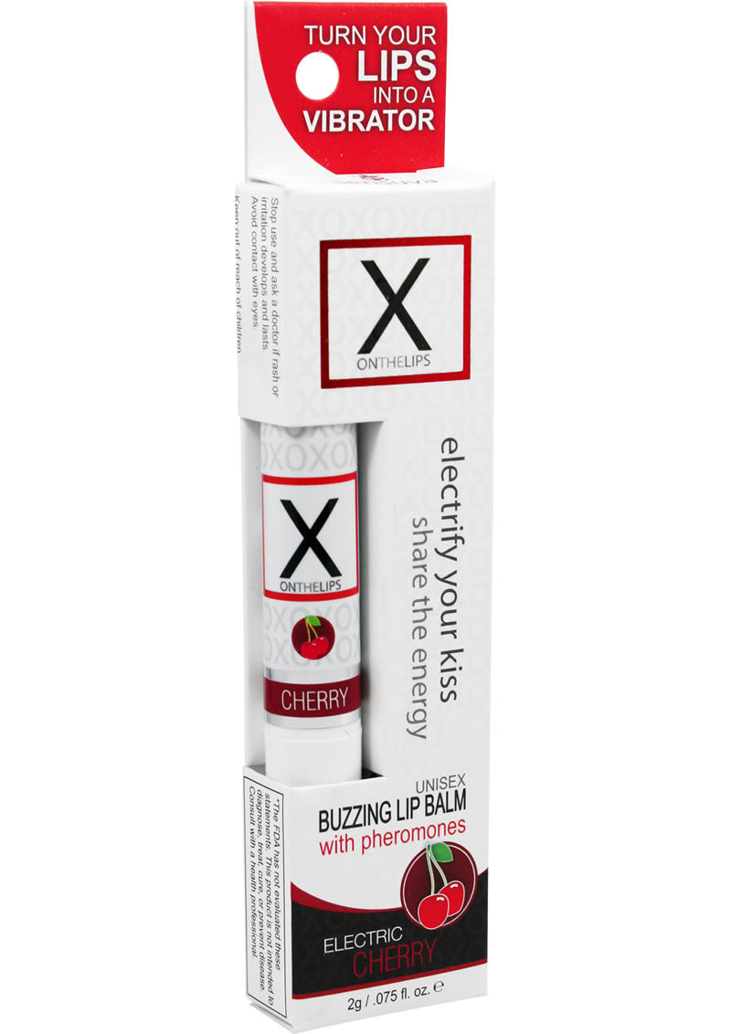 X On The Lips Buzzing Lip Balm with Pheromones Electric Cherry Flavor .75oz