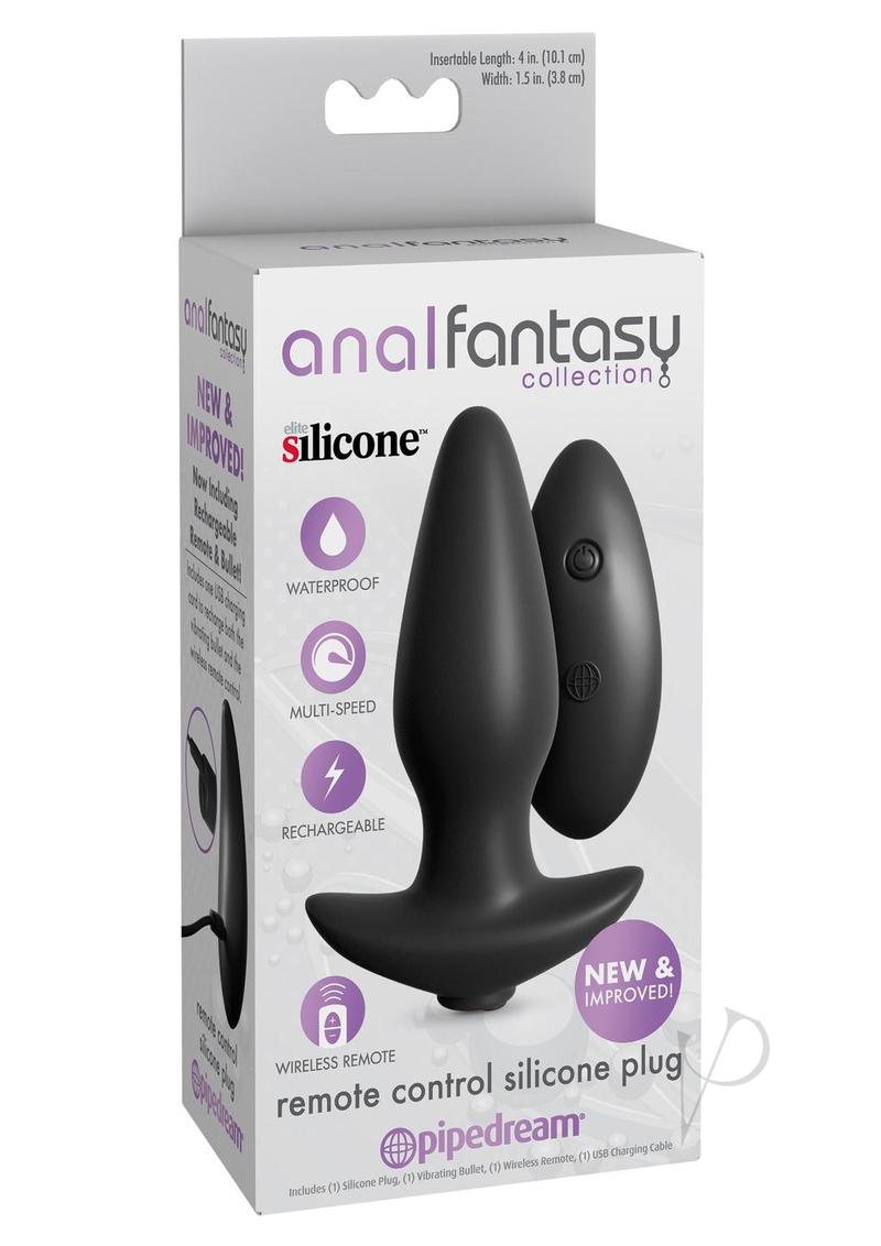Anal Fantasy Collection Remote Control Silicone Plug Waterproof 4in - Black