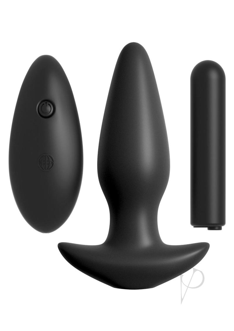 Anal Fantasy Collection Silicone Plug with Remote Control 4in - Black