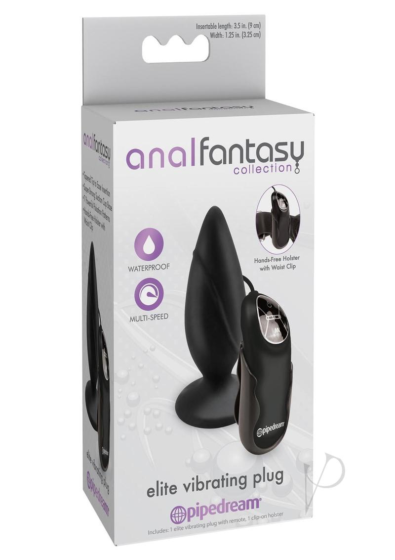 Anal Fantasy Collection Elite Vibrating Silicone Plug 3.5in - Black