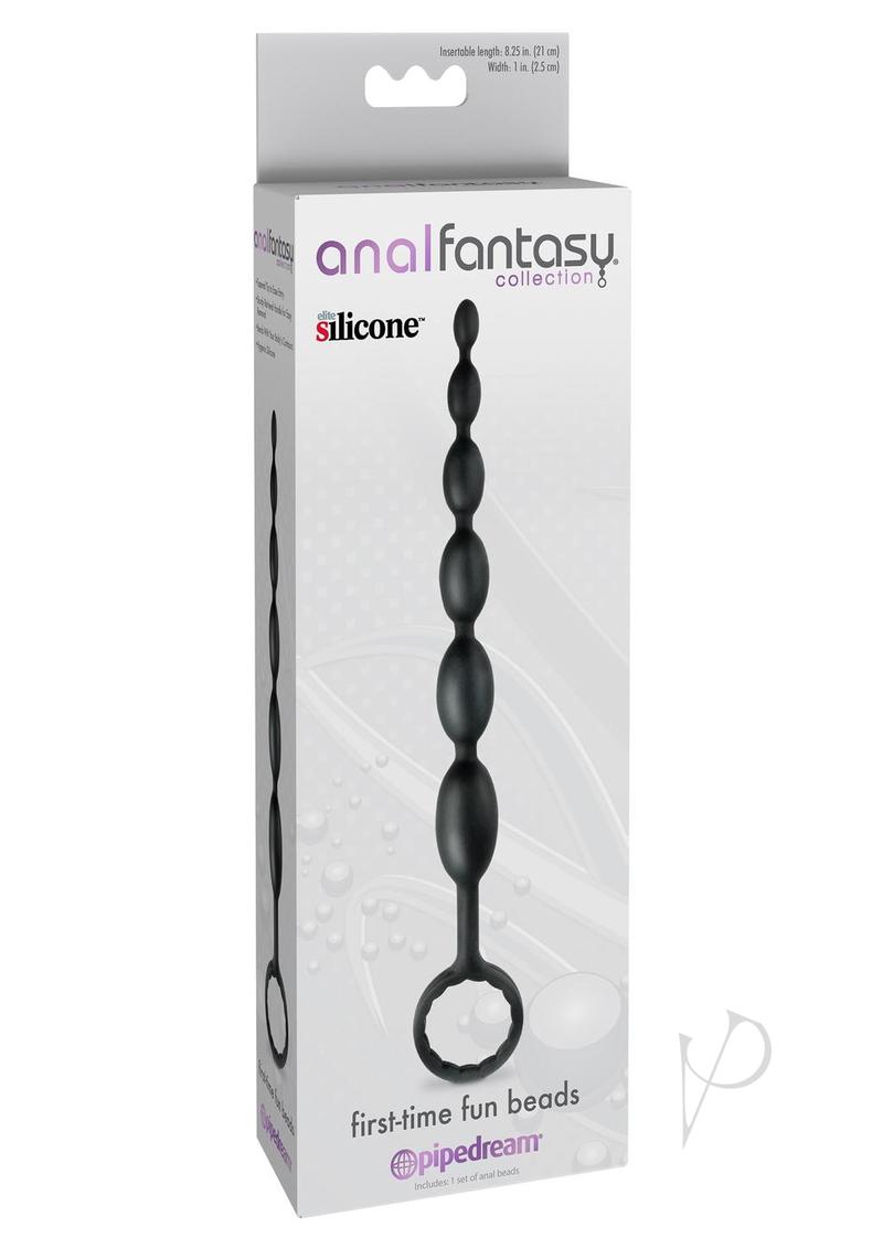 Anal Fantasy Collection Silicone First Time Fun Beads 8.25in - Black