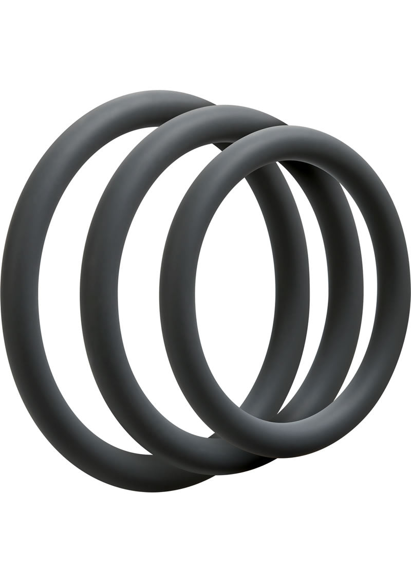 OptiMALE 3 C-Ring Set Silicone Cock Ring Thin (3 Piece Kit) - Slate