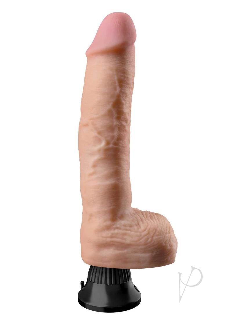 Real Feel Deluxe No. 9 Wallbanger Vibrating Dildo with Balls 9.5in - Vanilla