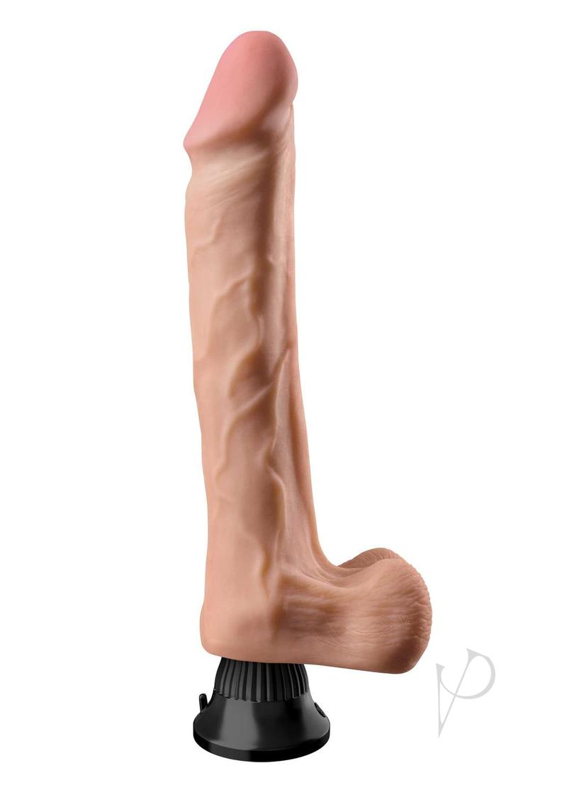 Real Feel Deluxe No. 12 Wallbanger Vibrating Dildo with Balls Waterproof 12in - Vanilla