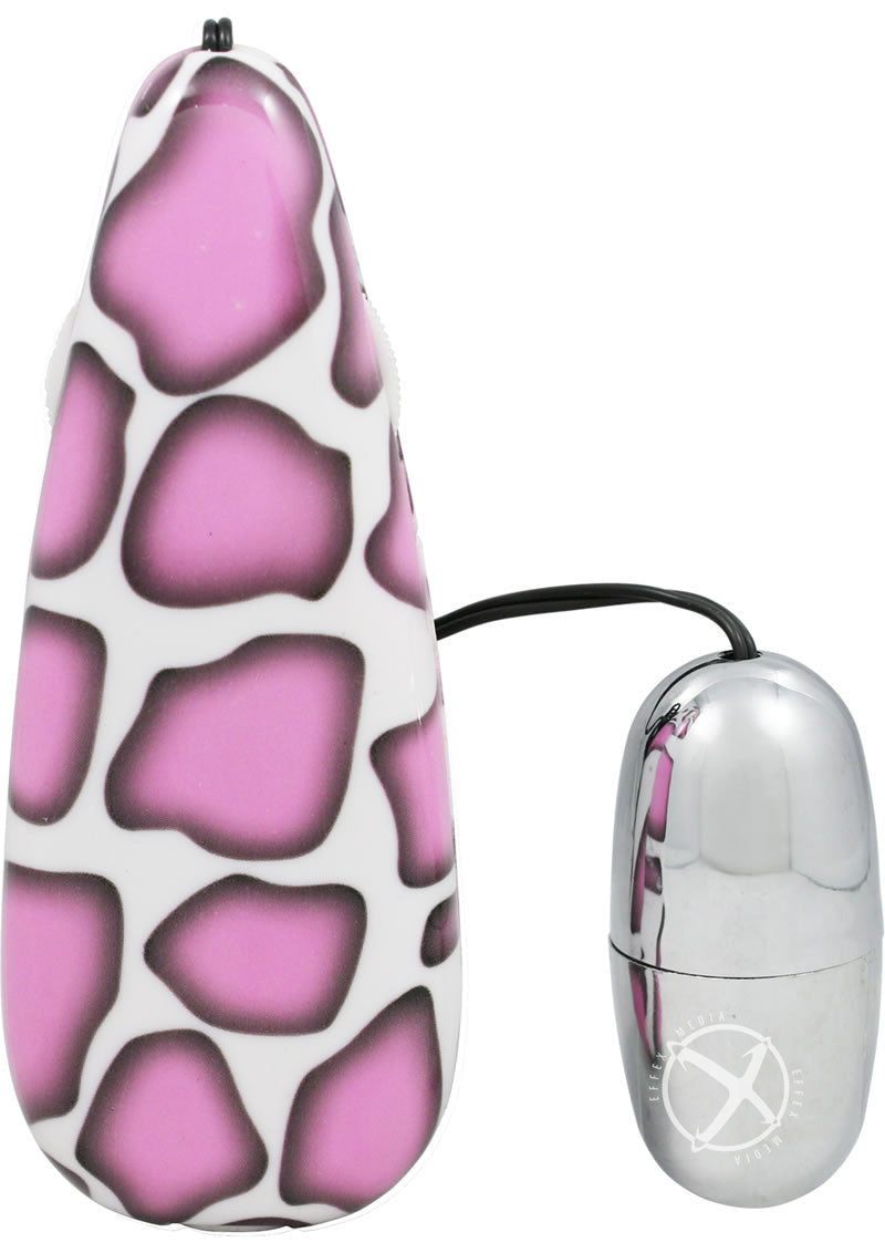Primal Instinct Bullet with Wired Remote Control - Giraffe Print - Purple
