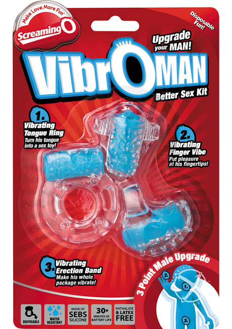 VibrOman Better Sex Kit (3 per pack) - Blue/Clear