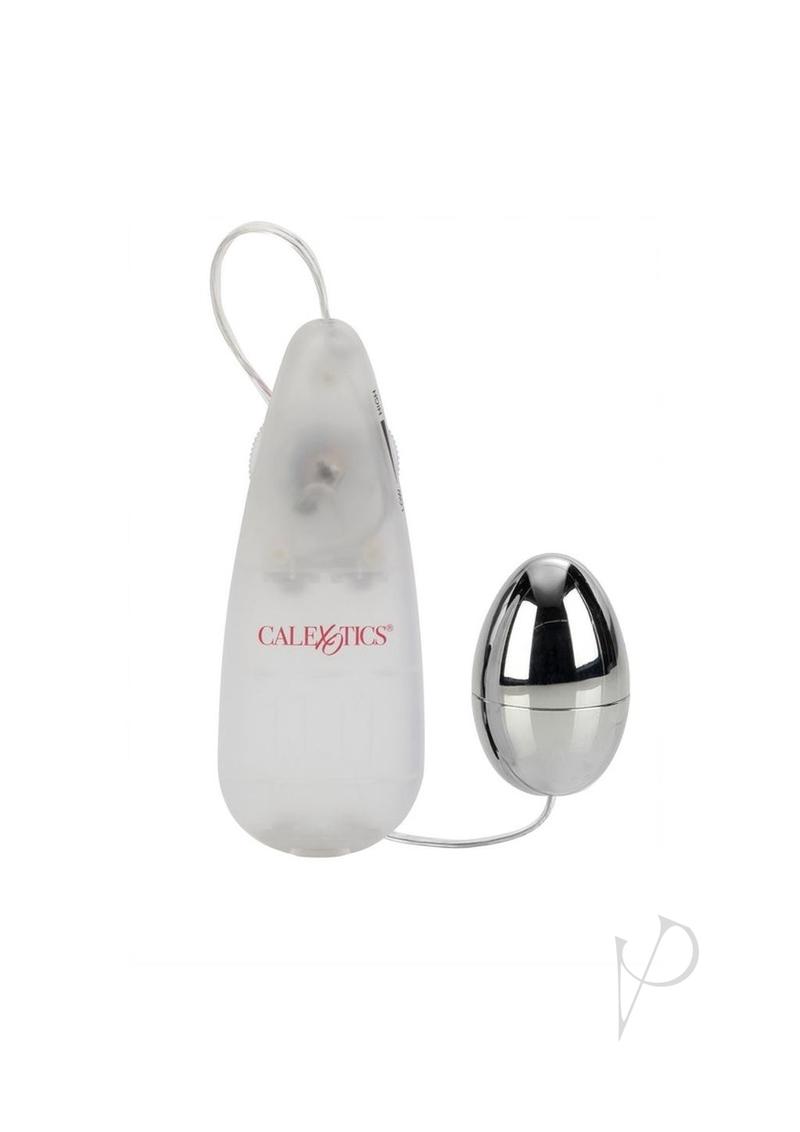 Pocket Exotics Vibrating Silver Egg with Wired Remote Control - Silver