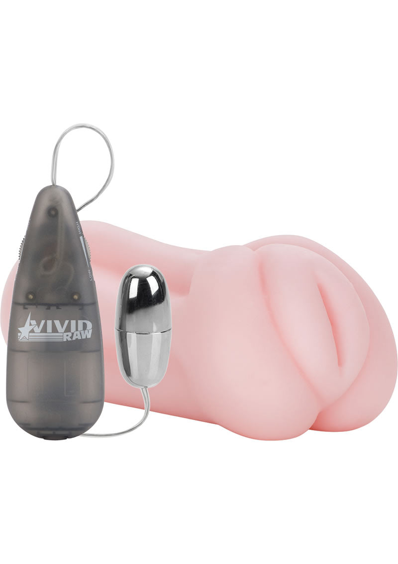 Vivid Raw Cock Tease Vibrating Stroker with Bullet and Wired Remote Control - Pussy - Pink