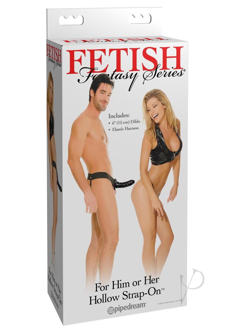 Fetish Fantasy Series For Him Or Her Hollow Strap-On Dildo and Adjustable Harness 6in - Black
