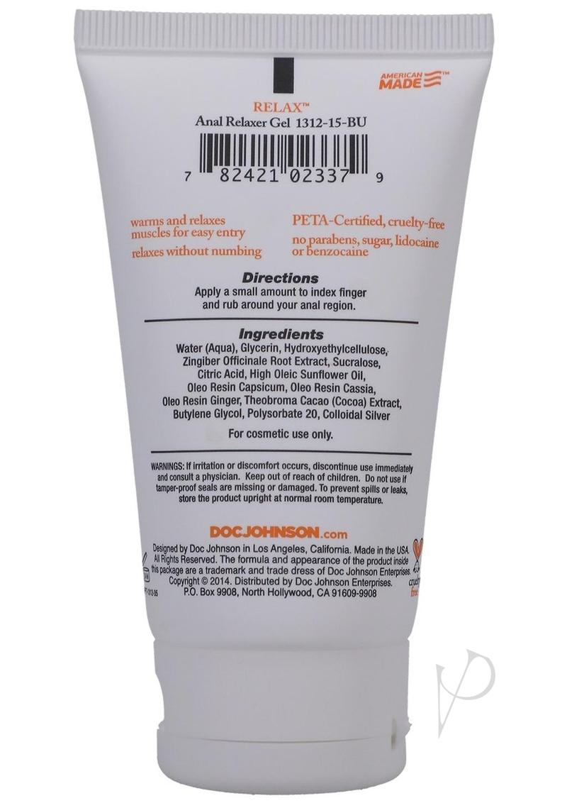 Relax Anal Relaxer For Everyone Water Based Lubricant 2oz - Bulk