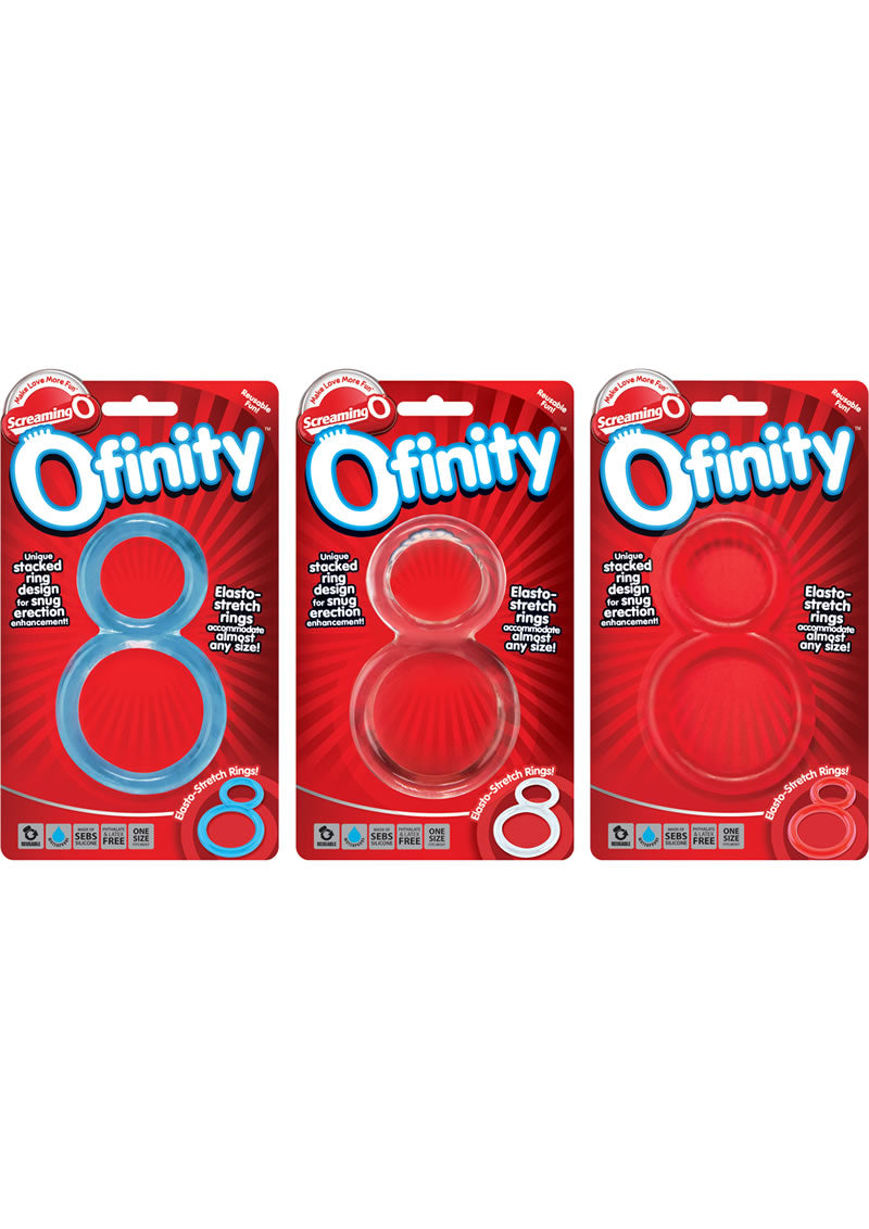 Ofinity Super Stretchy Double Silicone Cock Ring Waterproof - Assorted Colors (6 each per box)