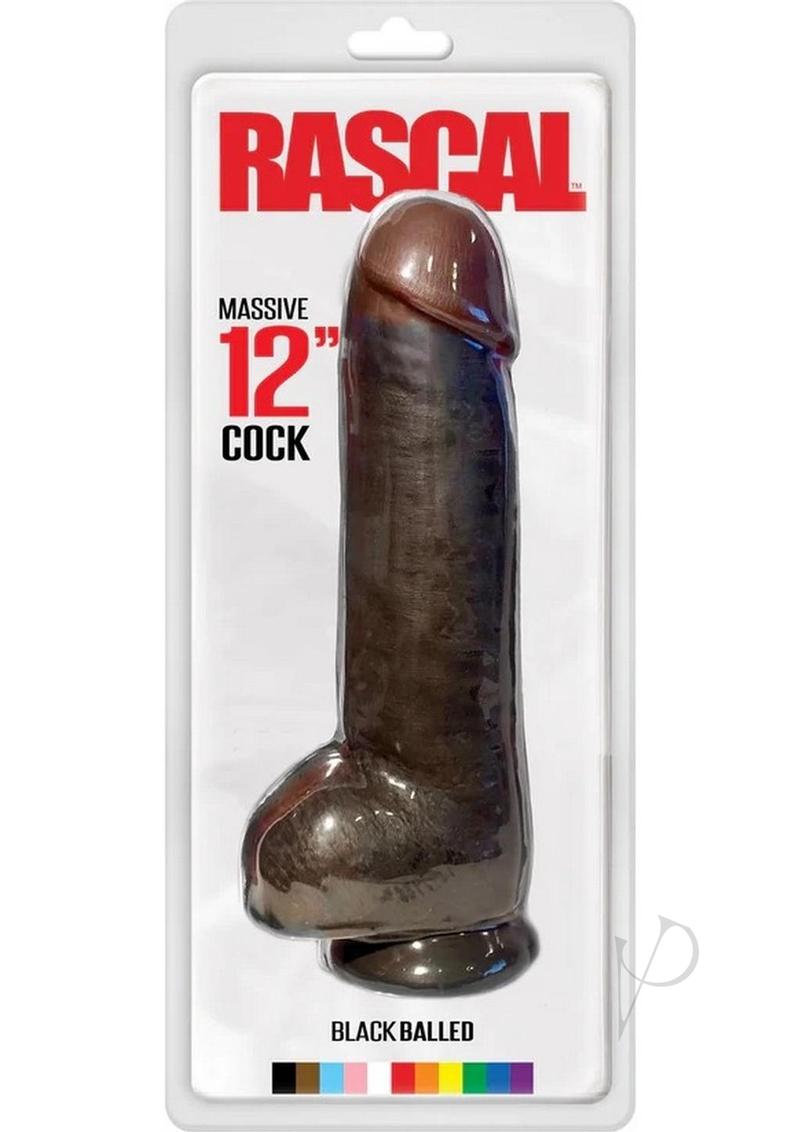 Rascal Chi Chi Larue's Black Balled Massive Cock Waterproof 12in - Chocolate