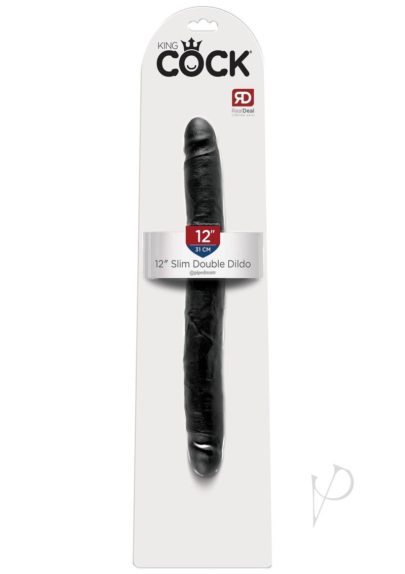 King Cock Slim Double Dildo 12in - Black