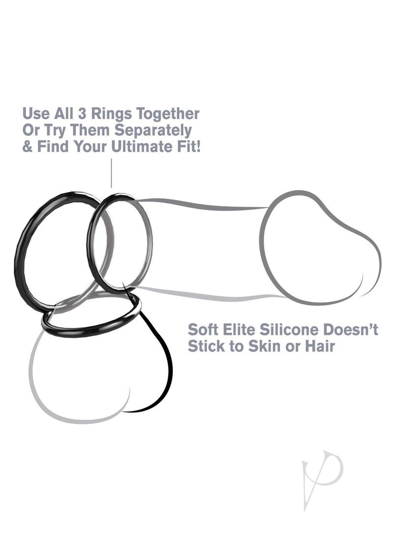 Fantasy C-Ringz Silicone 3-Ring Stamina Cock Ring Set - Black