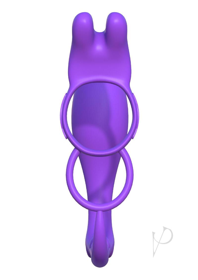 Fantasy C-Ringz Ass-Gasm Silicone Vibrating Rabbit Cock Ring with Butt Plug- Purple