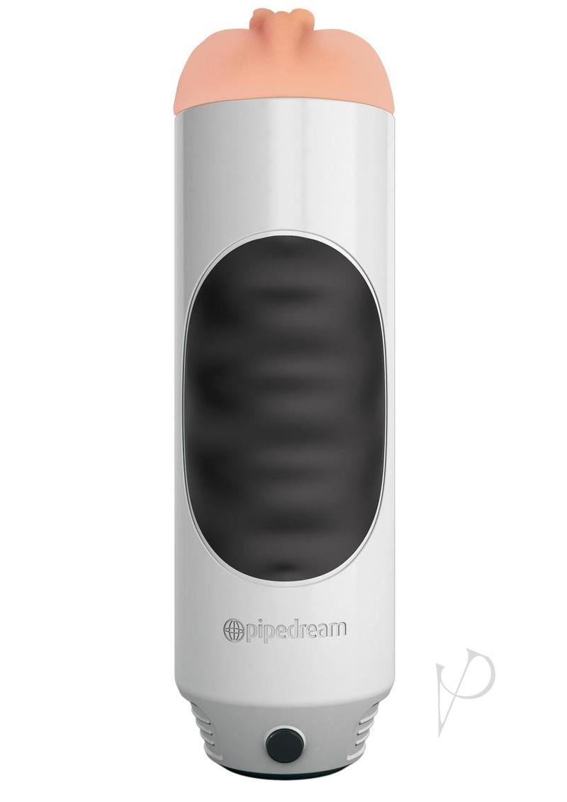 Pipedream Extreme Toyz Mega Grip Vibrating Pussy Masturbator - Pussy - White/Black/Vanilla