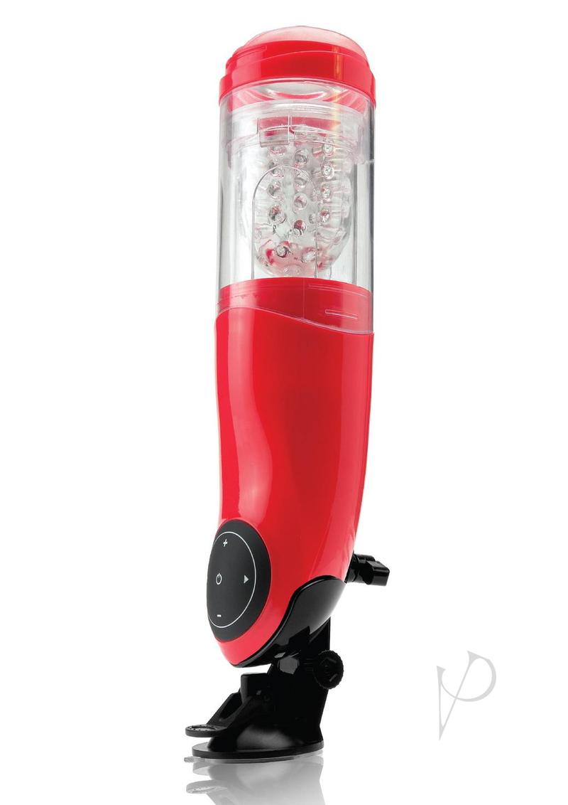 Pipedream Extreme Toyz Rechargeable Mega-Bator Mouth Masturbator - Mouth- Red/Clear