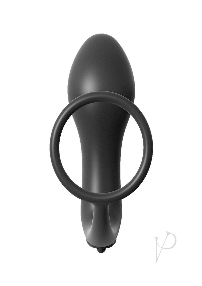 Anal Fantasy Collection Ass-Gasm Cock Ring with Butt Plug - Black