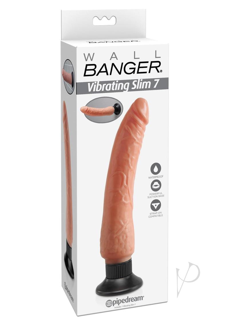 Wall Bangers Vibrating Slim 7 Dildo 9in - Vanilla