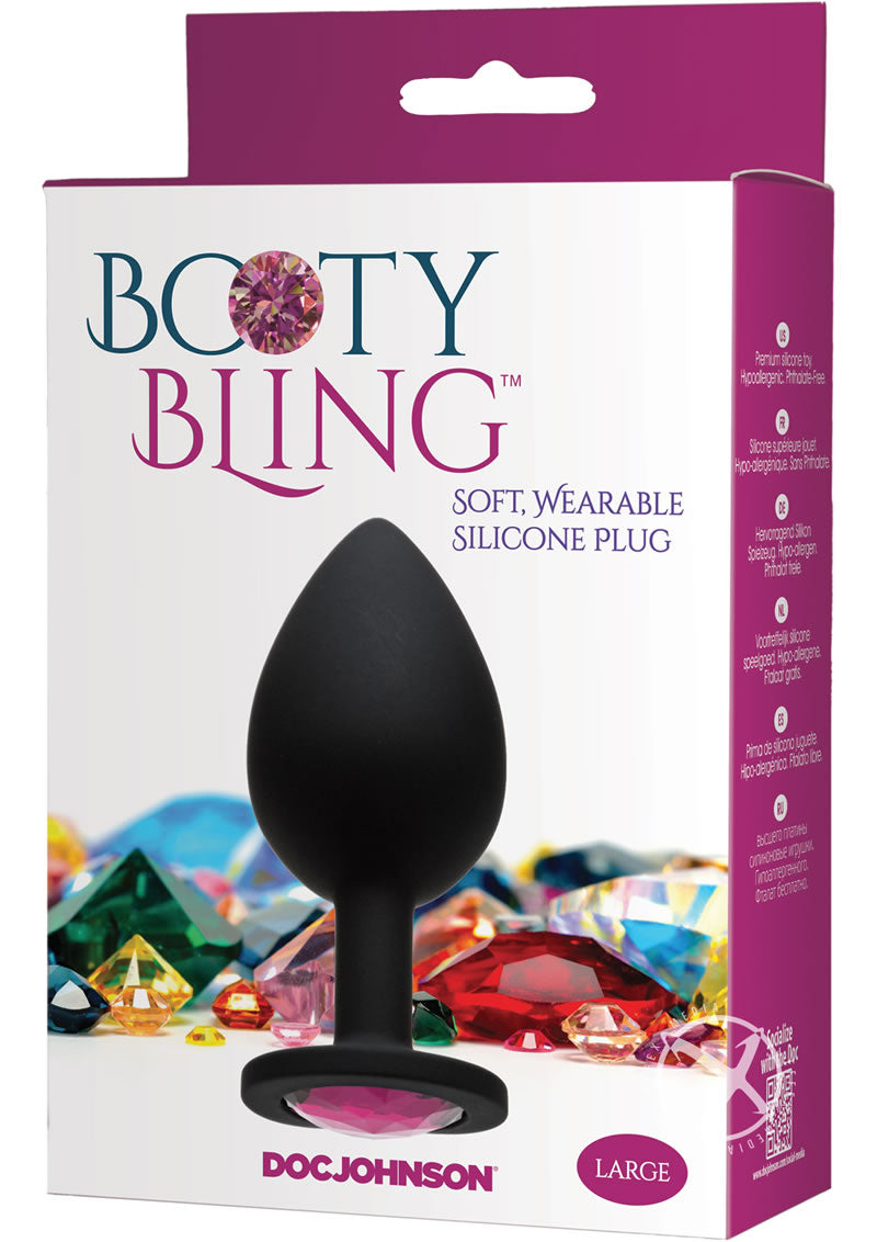 Booty Bling Jeweled Silicone Anal Plug - Large - Pink