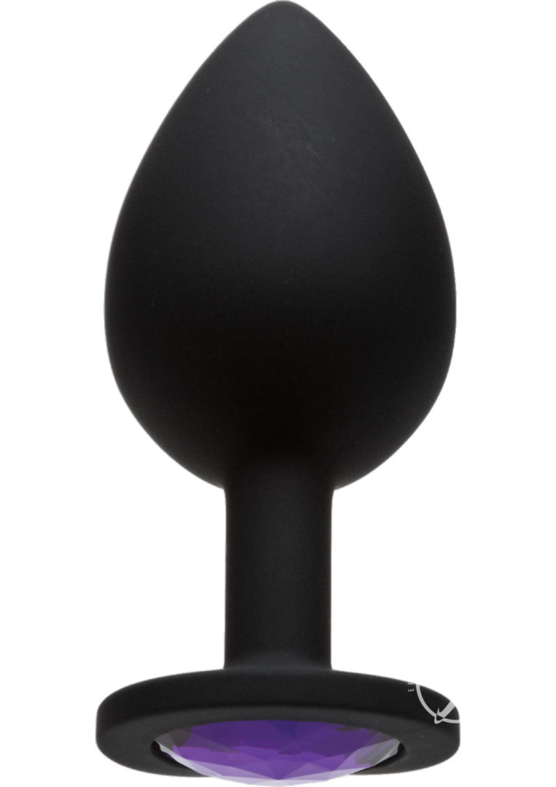 Booty Bling Jeweled Silicone Anal Plug - Large - Purple