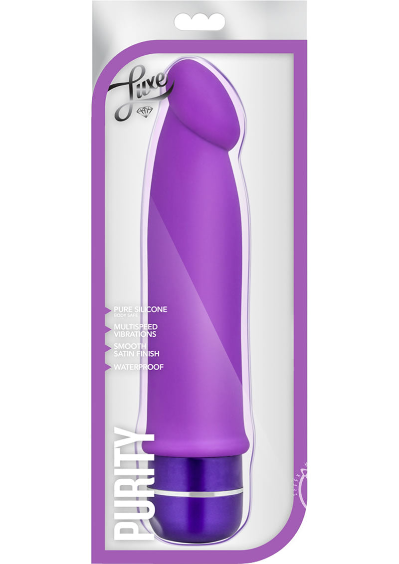 Luxe Purity Silicone Vibrating Dildo 7.5in - Purple