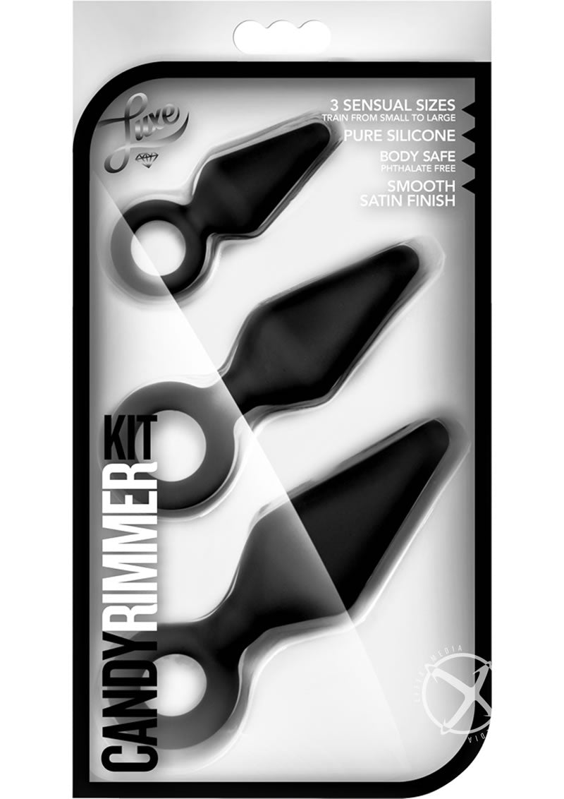 Luxe Night Rimmer Silicone Anal Kit (3 piece kit) - Black